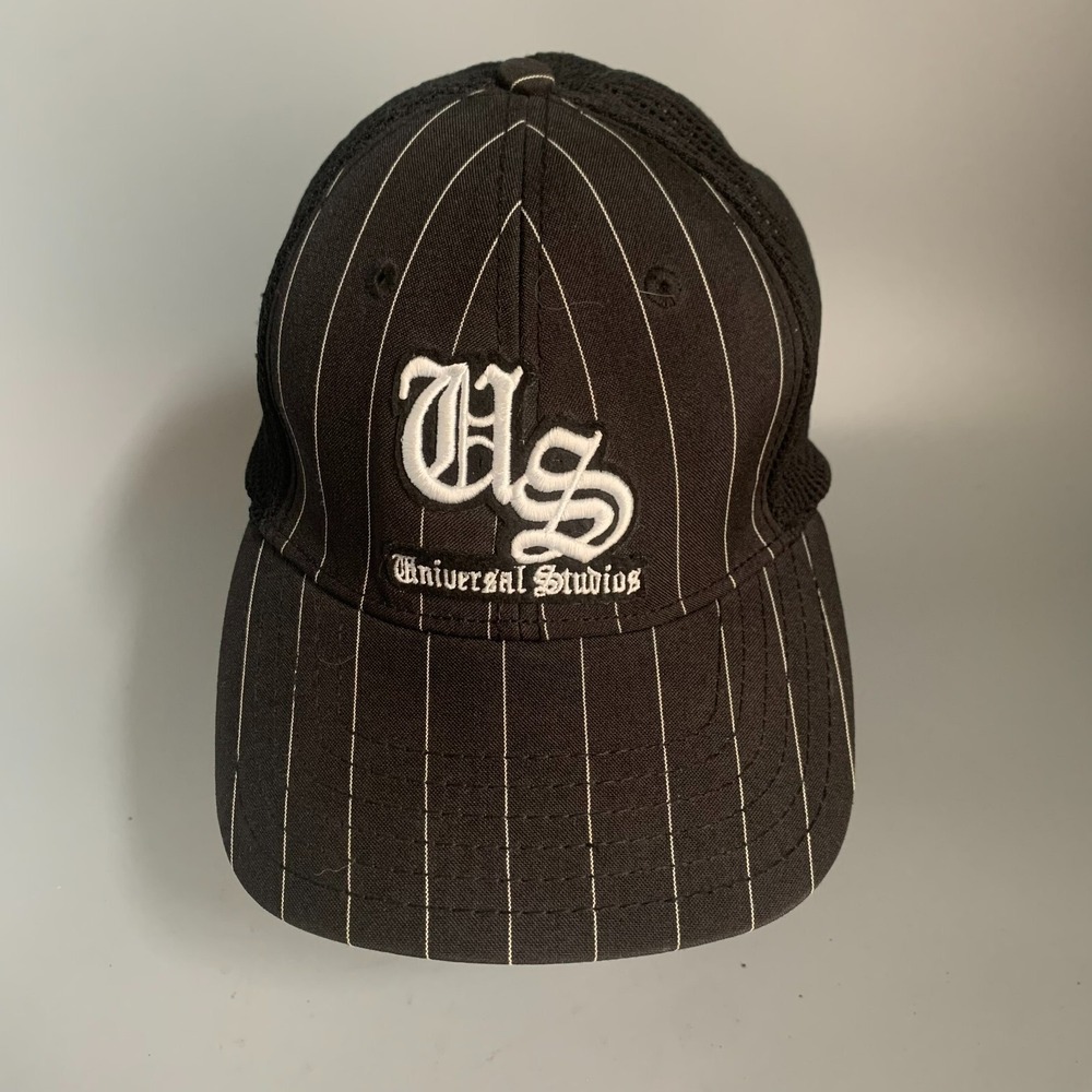 Universal Studios Hat A+ Flex Pinstripe Mesh Back Baseball Cap Black White US